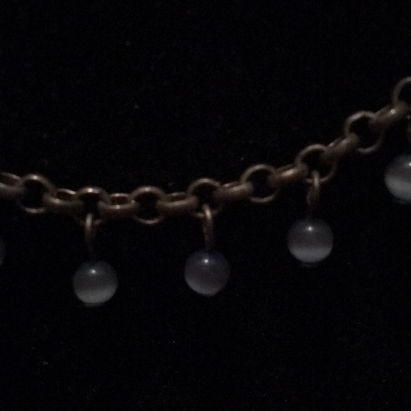 Sky blue glass bead dangle necklace - Picture 3 of 3